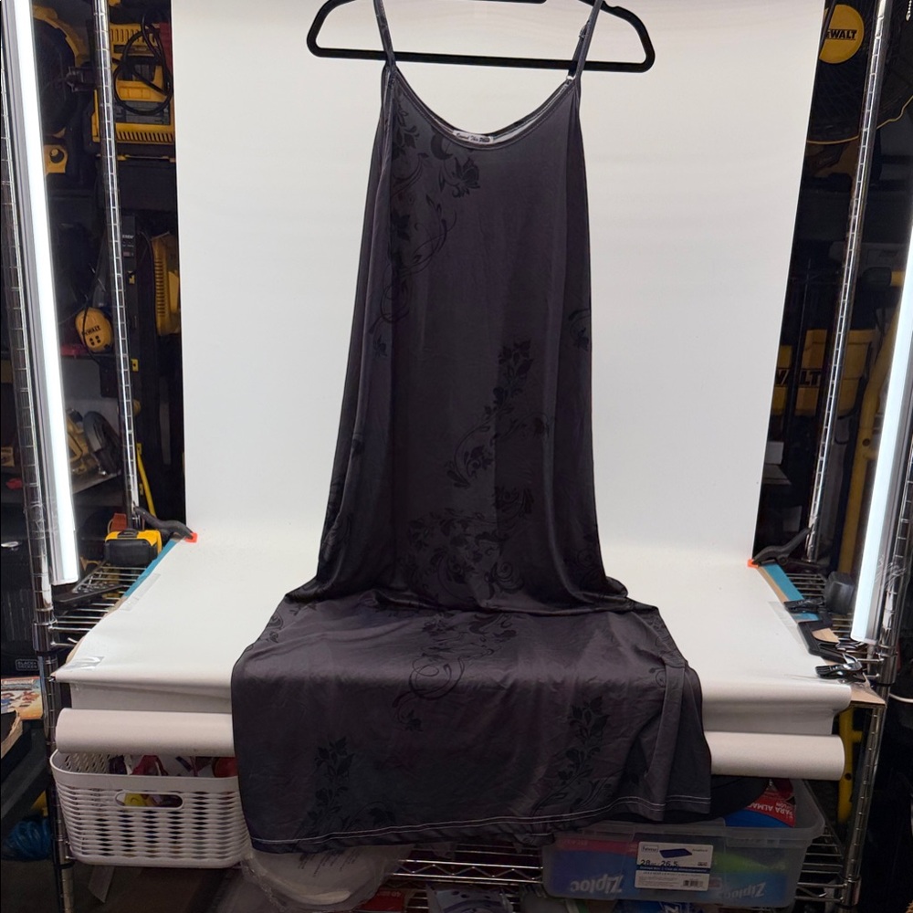 Sleek Charcoal Floral Chemise
